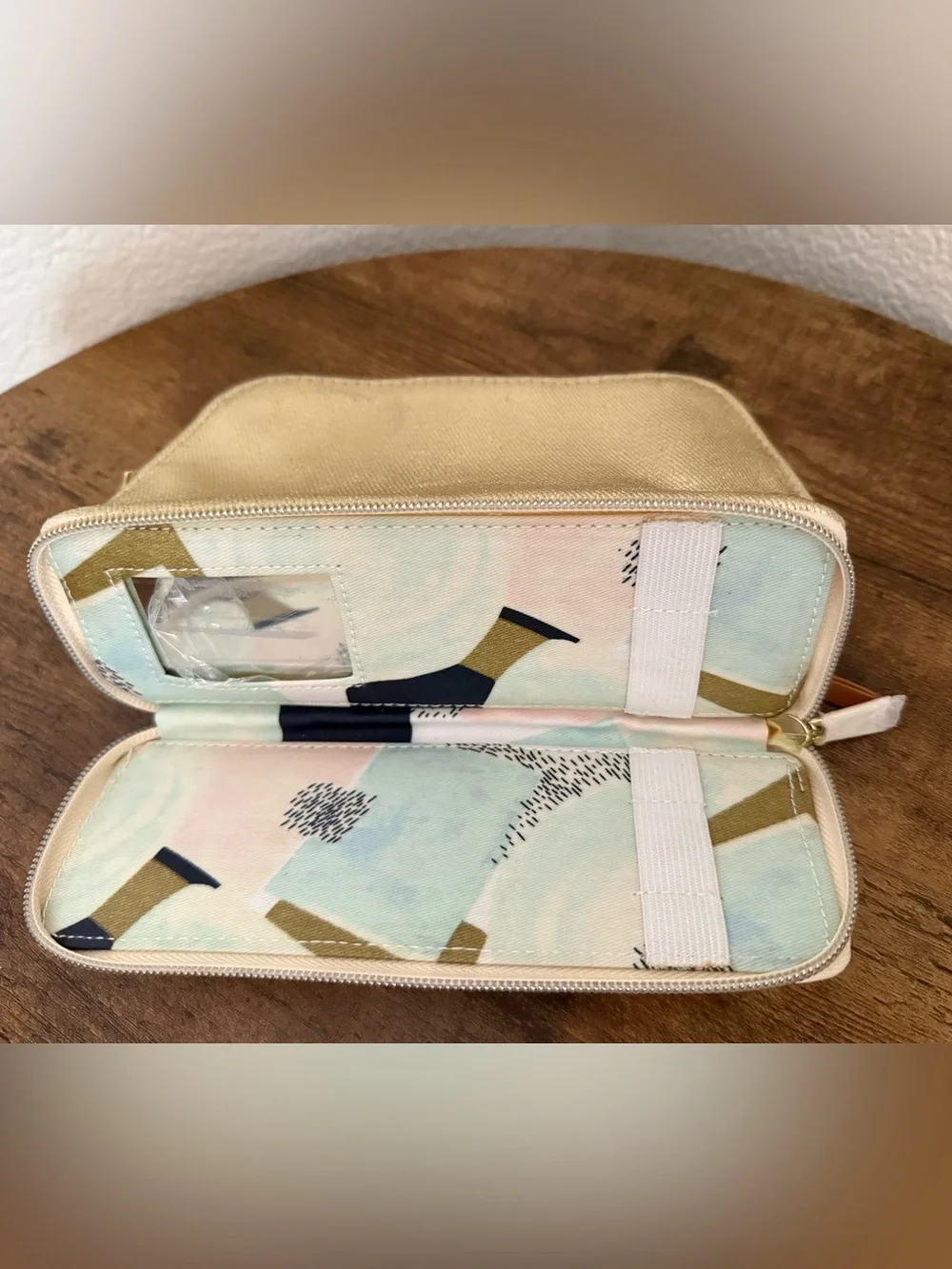 Anthropologie Artist Atelier Make Up Bag Emily Grady Dodge Gold